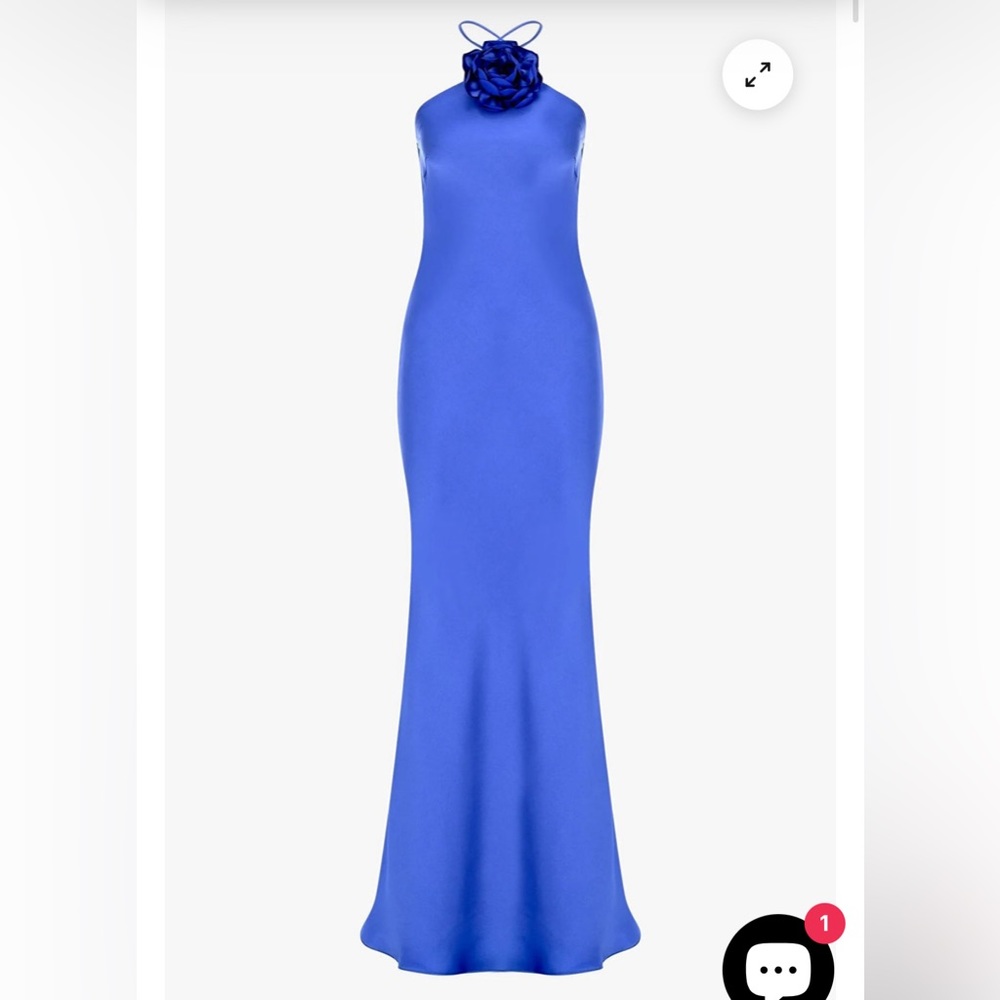 Warehouse Gisella Floral Neck Dress in Blue